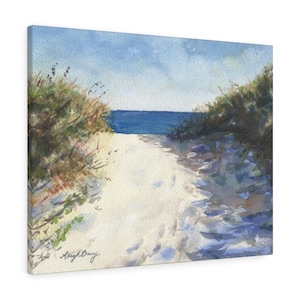 On The Path Beach Canvas Gallery Wrap Beach Painting Beach Canvas Wall Hanging Beach Decor Leigh Barry Watercolor Ocean Dune Painting