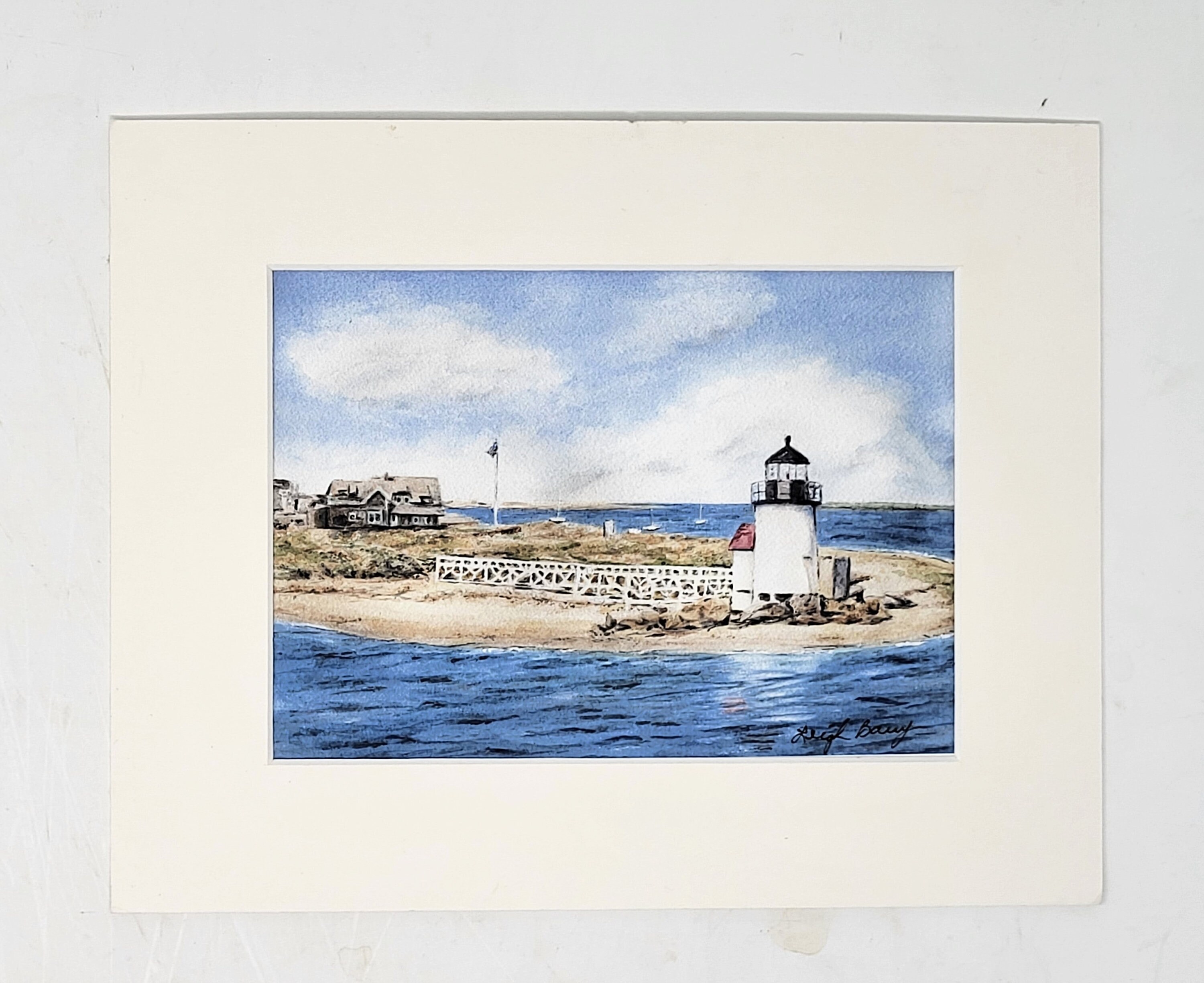 Brant Point Light: Nantucket Lighthouse, Watercolor Prints, Framed 