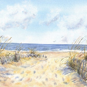 Beach Path: watercolor painting beach dune ocean home decor beach decor wall art decor giclee print seaside bathroom decor