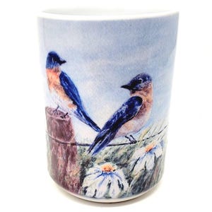 Bluebird Coffee Mug, Bluebird Stoneware mug, blue bird kitchen gift, bird decor, bluebird gift, bluebirds kitchen Mother&#39;s Day gift