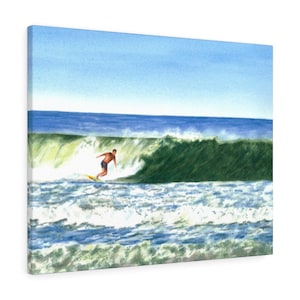 Surfer Aquarell Wandkunst, Surfing Dekor Canvas Wraps, Surfing Art, Surfer Wand dekor, Dorm Art, Surfing Painting, Surfer Canvas Art,