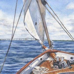 Sailing On The Chesapeake, Original Watercolor Painting, Coastal Decor, Original Sailing Art, Coastal art, Original painting, Chesapeake Bay