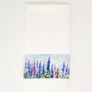 Lupine tea towels, Maine tea towels, Lupine kitchen towels, lupine kitchen decor, Maine gift, lupine watercolor gift, Maine decor cottage