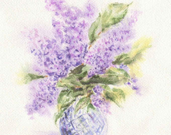 Lilac Vase, Watercolor Painting Prints or Original Lilacs Floral Print ...