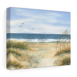 Strandgräs Hav Canvastavla Galleriomslag Strandcanvaskonst stranddekor strandkonst akvarell strandmålning Leigh Barry bild 7