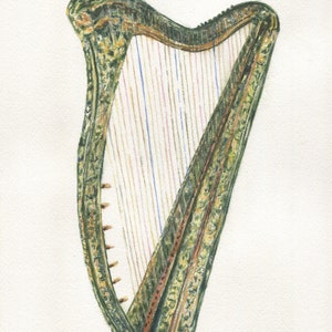 Irish Harp: Irish painting, Celtic Harp Art, Celtic Harp, Irish watercolor, Celtic gift, Original Watercolor