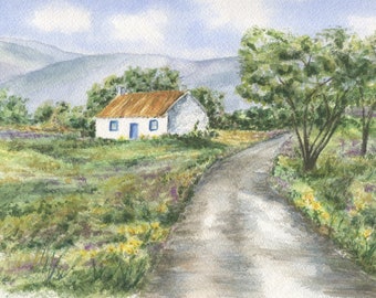 Irish Cottage: Irish Painting, Fine Art Print Or Original, Ireland landscape, Irish landscape, Irish Art, Celtic art Ireland painting