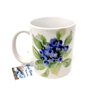 Blueberry Mug, Blueberries Art Blueberry Painting Blueberry Maine Gift , blueberry Stoneware Mug, Camp mug Blueberry gift for Mom