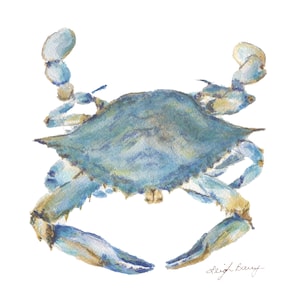 Blue Crab: watercolor print watercolor painting giclee framed art print beach decor kitchen decor blue crab painting kitchen art print