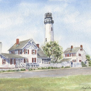 Fenwick Island Lighthouse: watercolor painting lighthouse painting beach decor ocean painting watercolor lighthouse print framed Leigh Barry