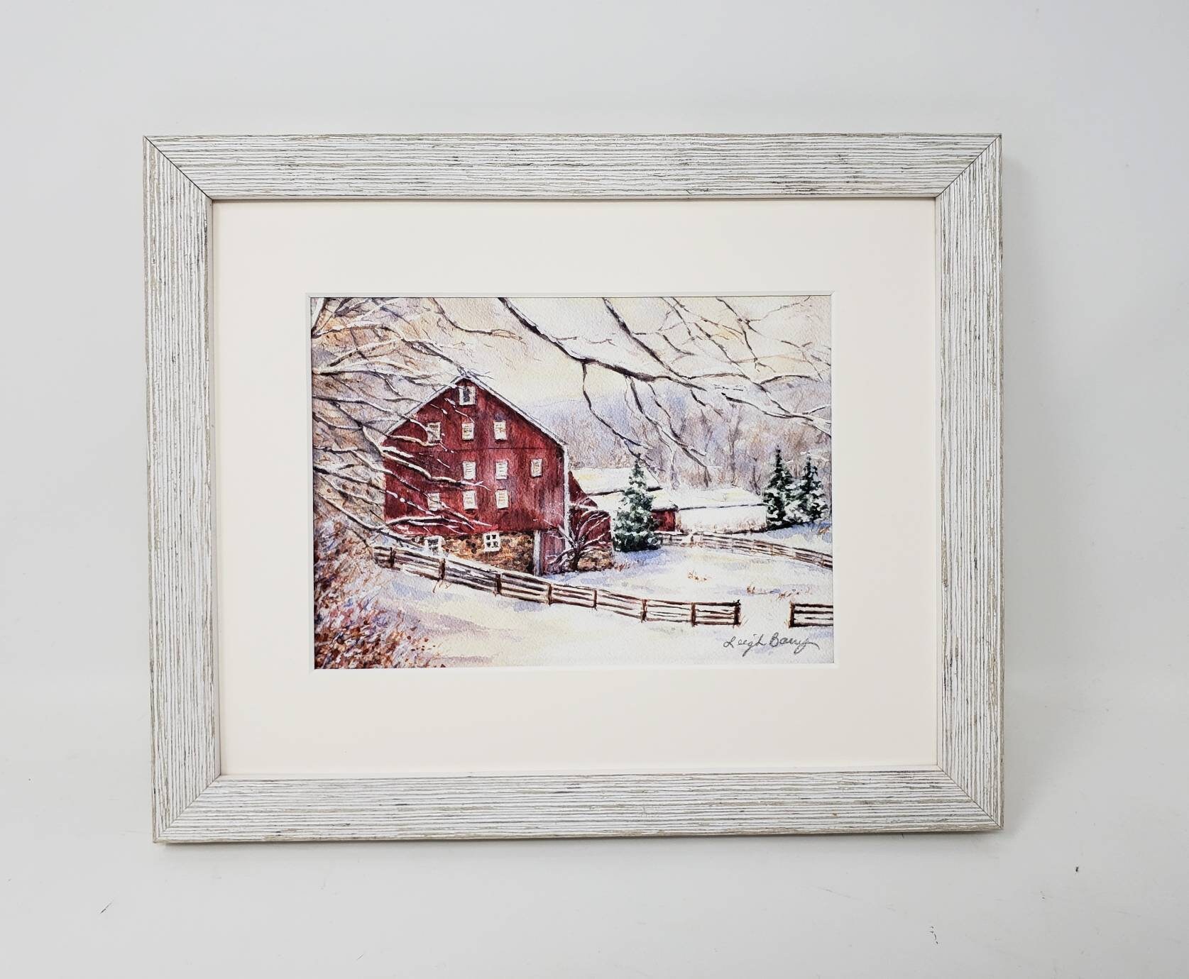 First Snow: Red Barn in Snow, Snow Scene Painting, Winter Landscape ...