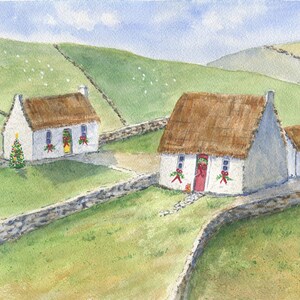 An Irish Christmas: Ireland, Irish cottage Irish art watercolor Irish print Irish painting Ireland landscape painting original art framed