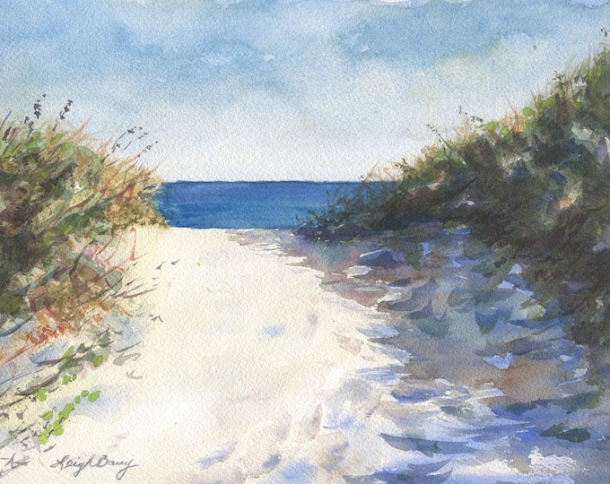 Beach Path Watercolor Print, Ocean Painting, Beach Decor, Coastal Print, Beach Art, Beach House