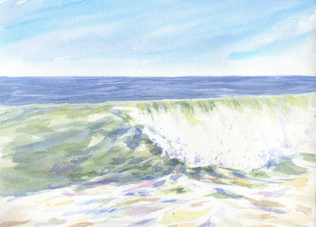 Wave Curl, Beach Watercolor, Original Watercolor Painting, Ocean Wave ...