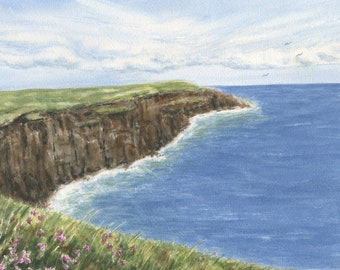 Cliffs of Moher Ireland watercolor print or original painting, Ireland print, Irish wall art, Irish landscape print, Ireland landscape print