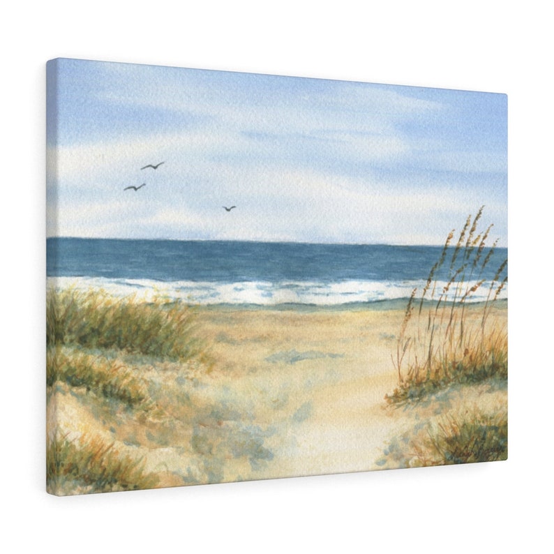 Strandgräs Hav Canvastavla Galleriomslag Strandcanvaskonst stranddekor strandkonst akvarell strandmålning Leigh Barry bild 5