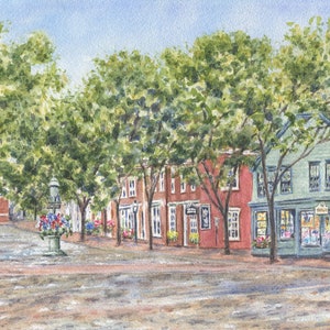 Nantucket Main Street Watercolor Prints, Nantucket Painting, Cape Cod print, Nantucket art print, Main Street Nantucket print