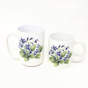 Violets Mug, violets Watercolor Coffee Mug, violets art, violet floral decor, Mother&#39;s Day gift, Gift for mom, purple flowers mug, violet
