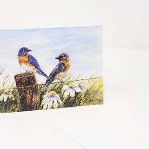 Bluebirds Notecards mit Umschlag, Vogel Notecards, Bluebird Blanko Grußkarten, original Kunst Notecards, Dankeskarten, Blanko Notecard