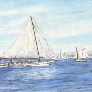 Skipjack Watercolor Prints or Original Painting, Chesapeake Bay Art, Skipjack Chesapeake Bay Print, Maryland Art Print, Chesapeake Bay Print