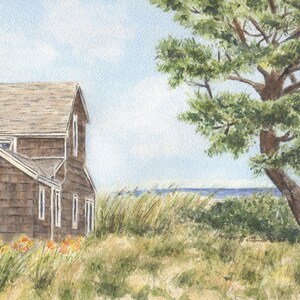 Delaware Shore House Beach Watercolor Print or Original Watercolor, Beach Decor, Ocean Dunes Painting, Beach Art, Seashore Print