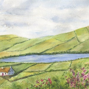 Irish Countryside 2, Ireland Landscape Painting, Ireland print or original watercolor, Irish art, Celtic Art  Ireland painting  framed Irish