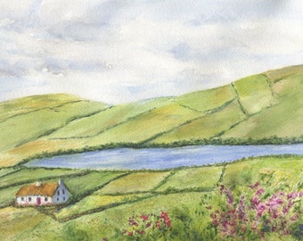 Irish Countryside 2, Ireland Landscape Painting, Ireland print or original watercolor, Irish art, Celtic Art  Ireland painting  framed Irish