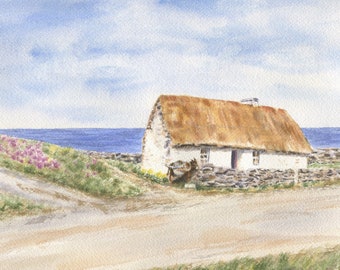 Inisheer: Ireland watercolor painting giclee print Irish painting Ireland Irish art seaside Irish cottage island painting wall art original