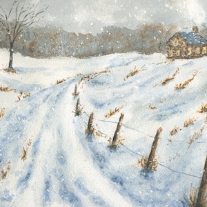 Snowy Winter Landscape Painting Prints or Original Painting, Framed Winter Scene Snow Painting wall art winter landscape painting winter