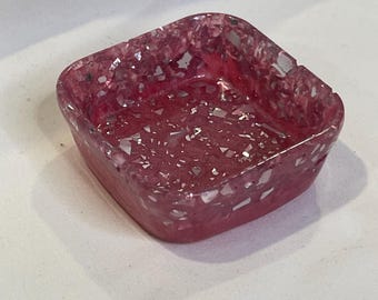 Handmade Glitter Resin Jewelry Dish, Square Trinket Tray