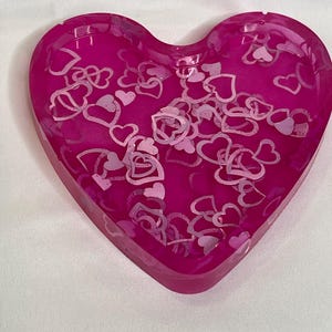 Pink Heart Trinket Tray - ring holder - jewelry holder - Valentine&#39;s Day Tray - Hearts - Handmade - gifts for her - heart dish