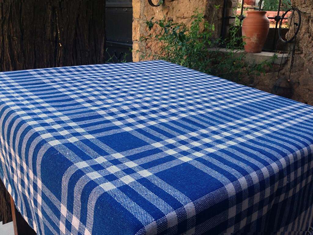 Plaid Tablecloth Blue Picnic Throw Kitchen Tablecloth Blue Etsy