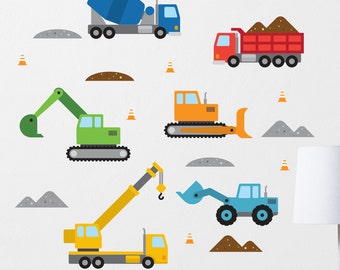 Construction Wall Decal, Bulldozer Wall Decal, Construction Decal, Dump Truck Decal, Digger Wall Decal, Construction Vehicles, Boys Decal