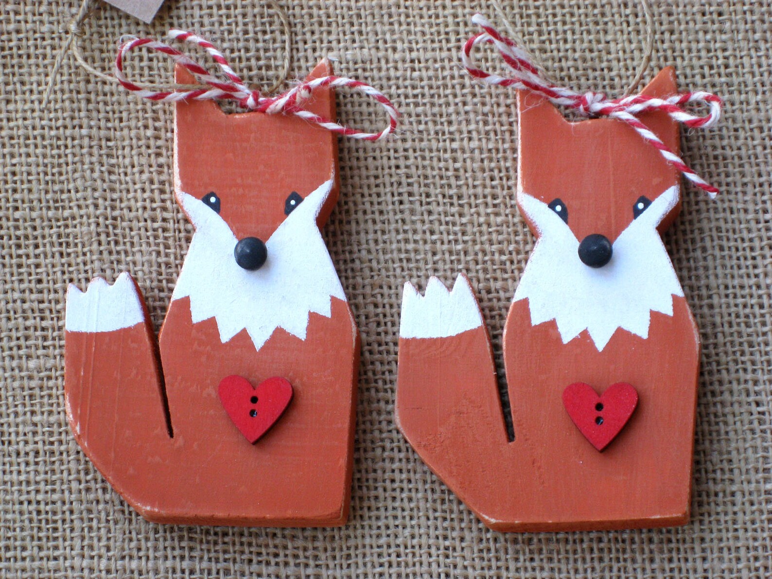 Fox Ornament Handmade Wooden Animal Ornament for Holiday Etsy