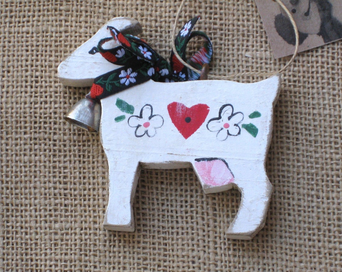 Goat Ornament Wooden Farm Animal Ornament for the Christmas Etsy