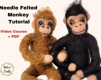 Tutorial de fieltrado con aguja/Curso de monos y primates: vídeos y PDF. ¡PUEDES afieltrar! Lo hacemos divertido, asequible y FÁCIL. Instrucciones paso a paso.