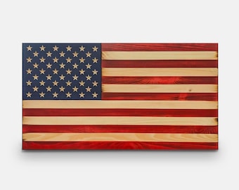 Handmade Wooden American Flag - Rustic Liberty Wall Art - Veteran Made