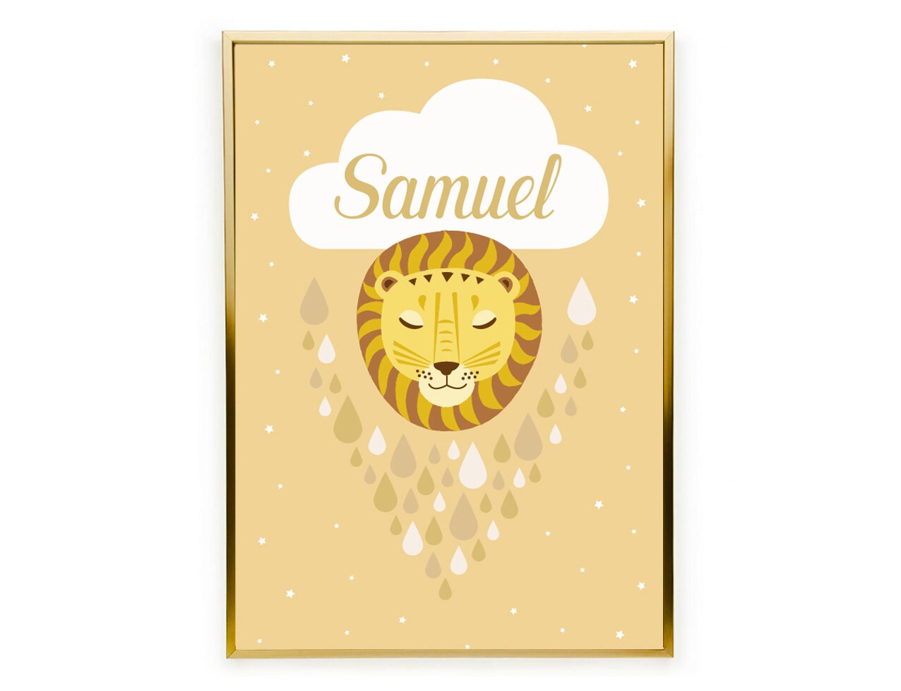 Affiche Enfant Personnalisable, Affiche Cadeau de Naissance, Lion, Motif Jungle
