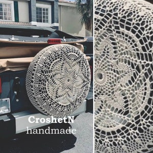 Tire cover Car Accessories Car Gifts Crochet Tyre Cover Car Decor Cover for tire Gift Crocheted tire cover Soft Vintage T19003