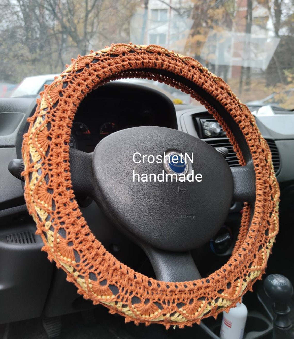 Gingeryellow Steering wheel cover Crochet steering wheel Etsy
