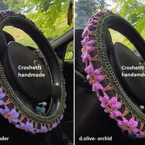 Nature-brown Steering wheel cover Crochet steering wheel cover Car decor Crocheted steering wheel cover Steering wheel cover for women H2020