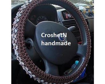 Steering wheel cover  Crochet steering wheel cover Car décor Crocheted steering wheel cover Steering wheel cover for women Gift H2002