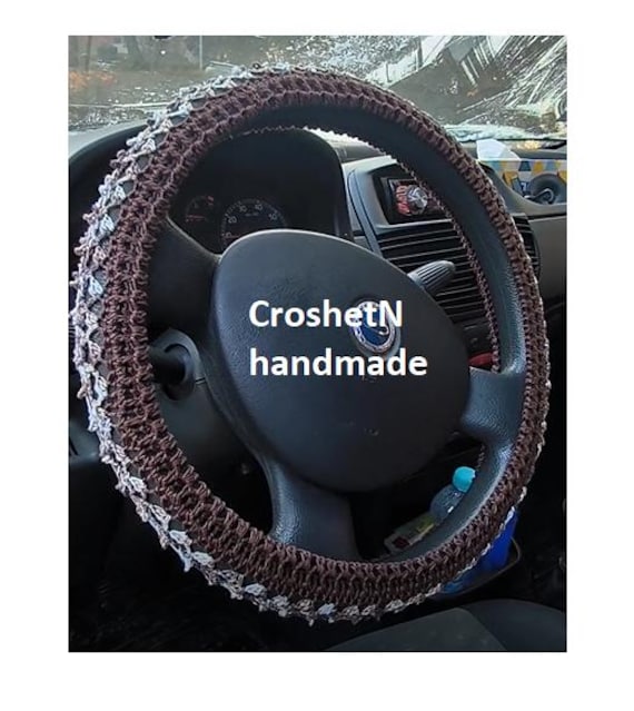 Handmade Crochet Steering Wheel Cover: Cotton Car Decor H2002