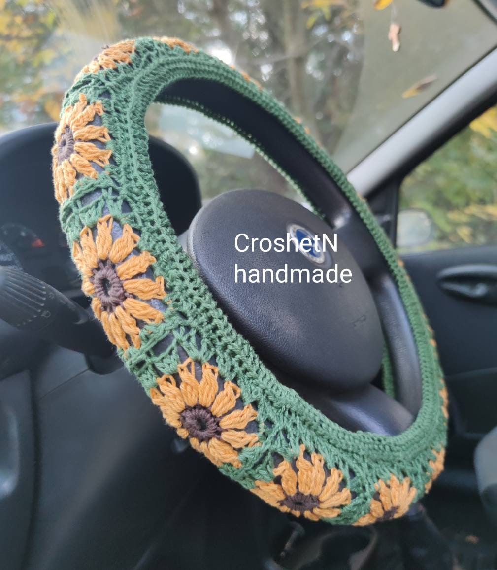 Sunflowers Steering wheel cover Crochet 