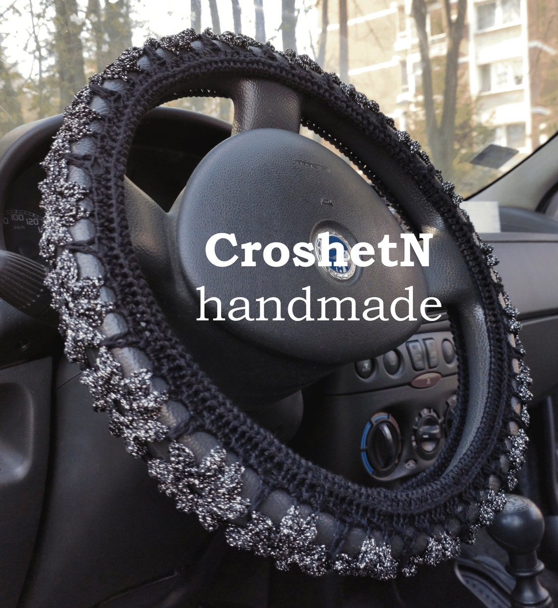 Black glitter steering wheel cover Car Accessories Crochet Etsy