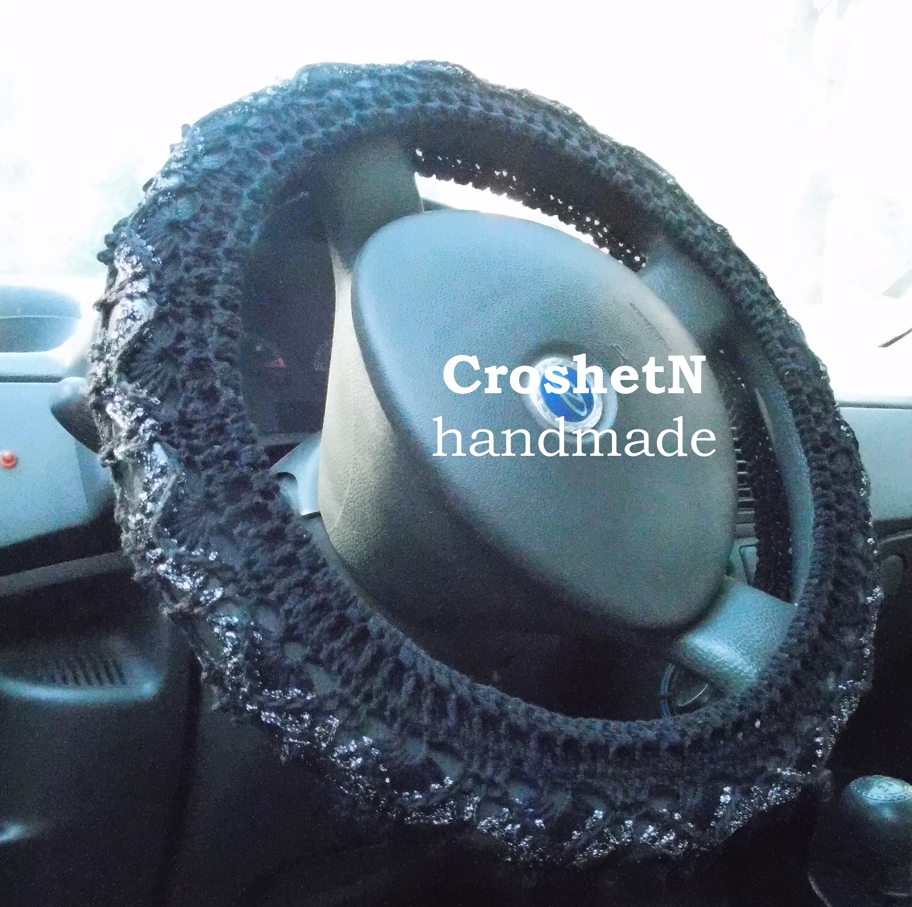 Black glitter Steering wheel cover Crochet steering cover Car Etsy