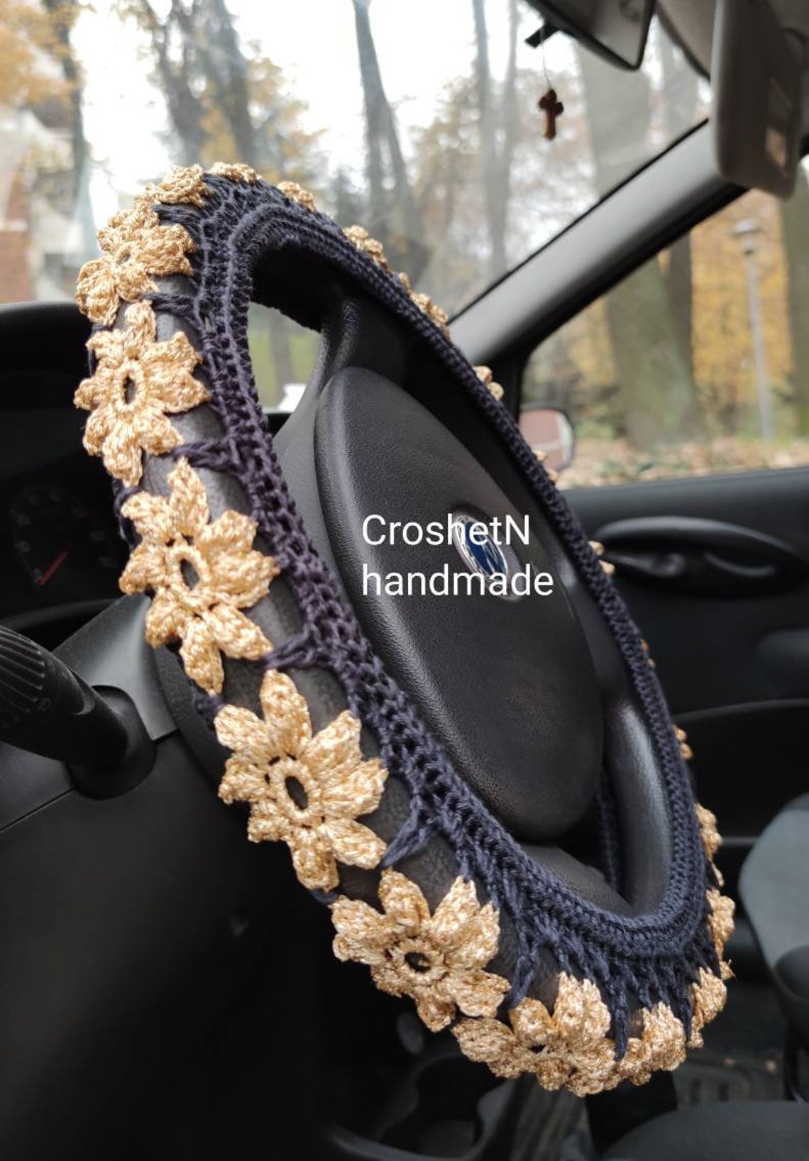 Black glitter Steering wheel cover Crochet steering cover Car Etsy