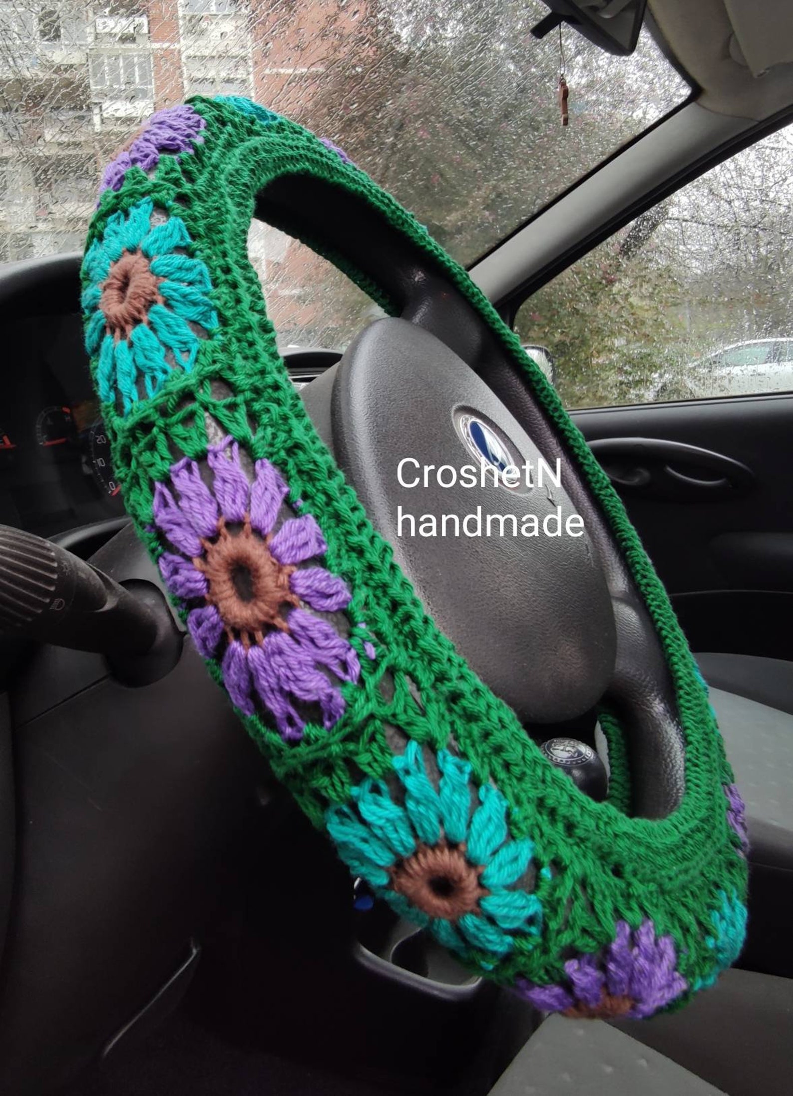 Sunflowers Steering wheel cover Crochet steering wheel cover | Etsy