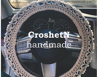 Steering wheel cover Crochet steering wheel cover Car decor Crocheted steering wheel cover Steering wheel cover for women Gift H19066