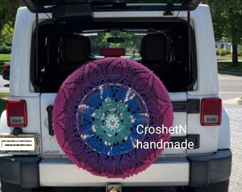 Crochet Tire Cover: Handmade Cotton Car Decor